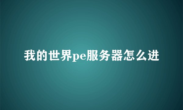 我的世界pe服务器怎么进