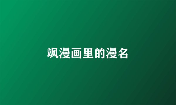 飒漫画里的漫名