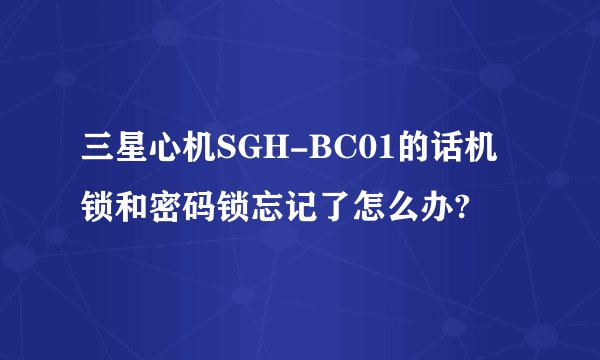 三星心机SGH-BC01的话机锁和密码锁忘记了怎么办?