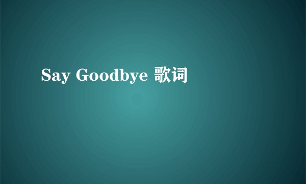 Say Goodbye 歌词