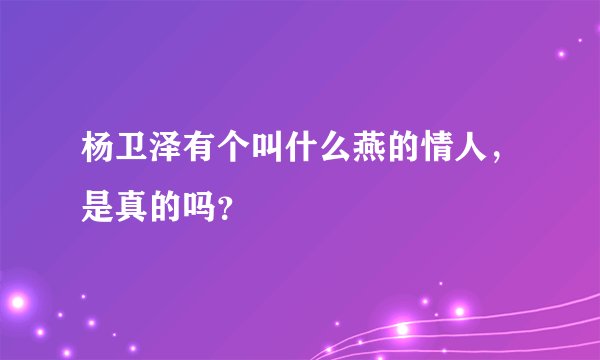 杨卫泽有个叫什么燕的情人，是真的吗？