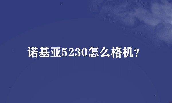 诺基亚5230怎么格机？
