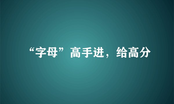 “字母”高手进，给高分