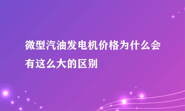 微型汽油发电机价格为什么会有这么大的区别