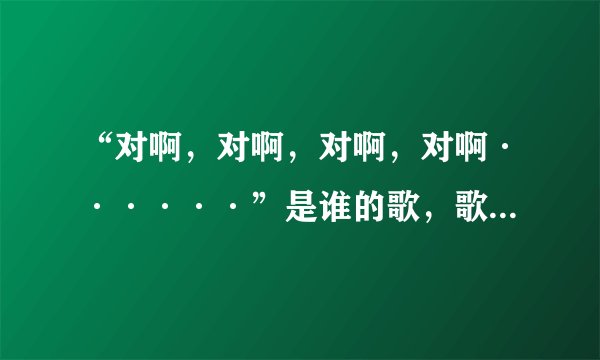 “对啊，对啊，对啊，对啊······”是谁的歌，歌名是什么啊！！