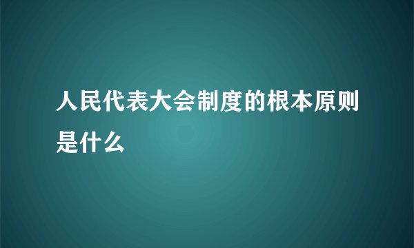 人民代表大会制度的根本原则是什么