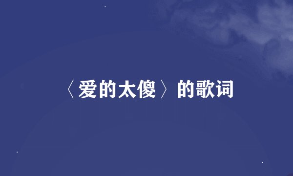 〈爱的太傻〉的歌词