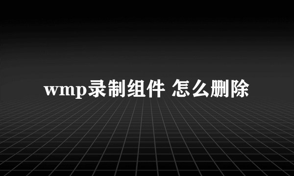 wmp录制组件 怎么删除