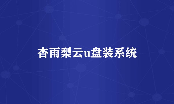 杏雨梨云u盘装系统