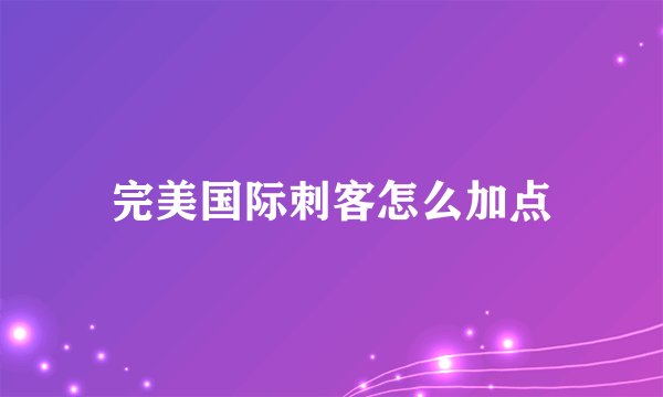 完美国际刺客怎么加点