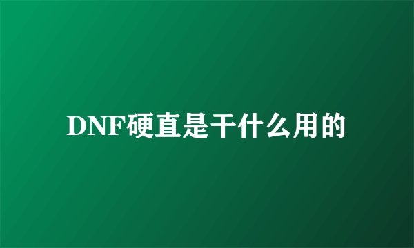 DNF硬直是干什么用的
