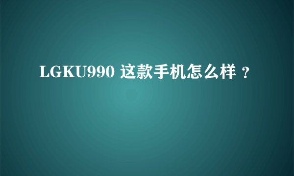 LGKU990 这款手机怎么样 ？
