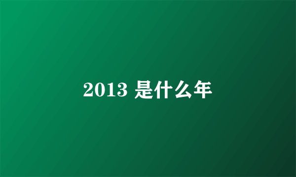 2013 是什么年