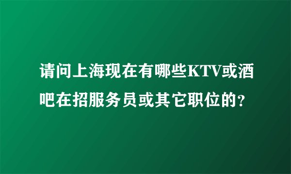 请问上海现在有哪些KTV或酒吧在招服务员或其它职位的？