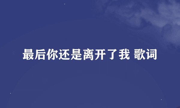 最后你还是离开了我 歌词
