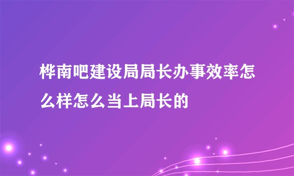 桦南吧建设局局长办事效率怎么样怎么当上局长的