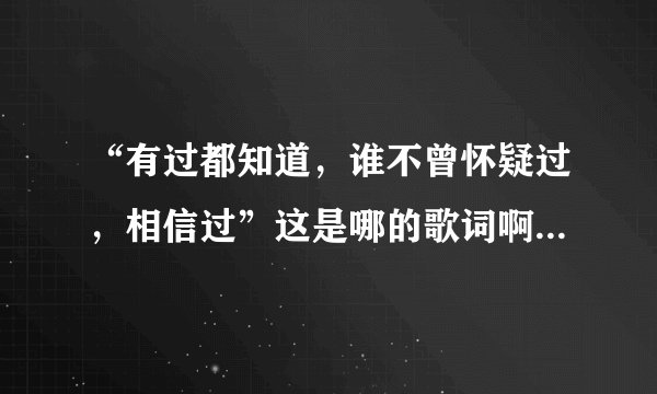 “有过都知道，谁不曾怀疑过，相信过”这是哪的歌词啊，谁能告诉我