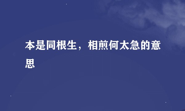 本是同根生，相煎何太急的意思