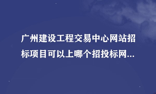 广州建设工程交易中心网站招标项目可以上哪个招投标网站进行查看？