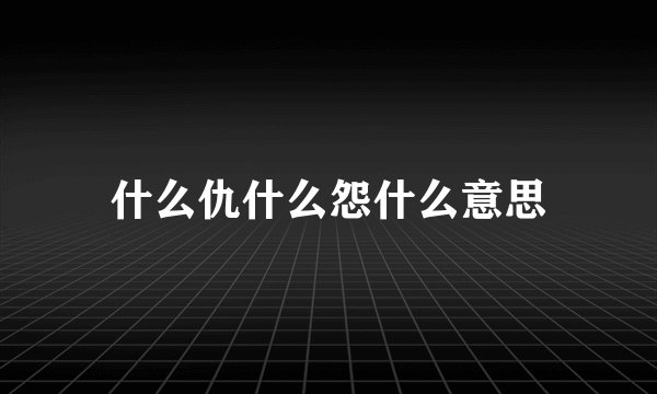 什么仇什么怨什么意思