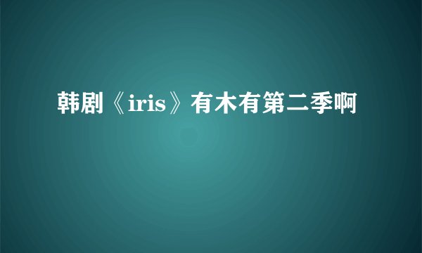 韩剧《iris》有木有第二季啊