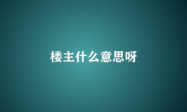 楼主什么意思呀