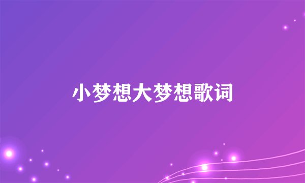 小梦想大梦想歌词