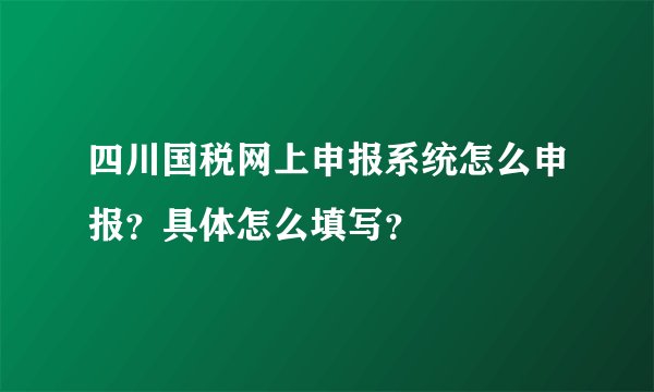 四川国税网上申报系统怎么申报？具体怎么填写？