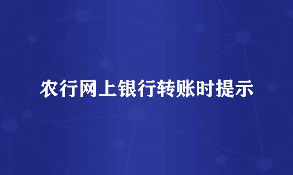农行网上银行转账时提示