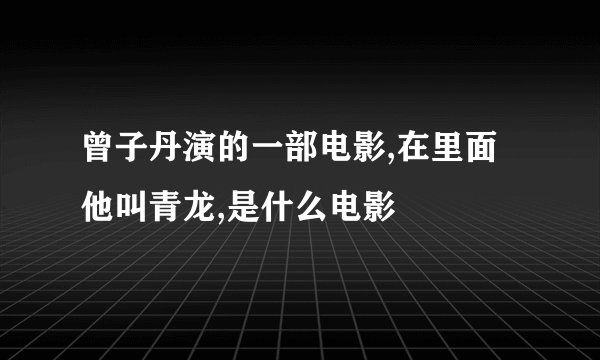 曾子丹演的一部电影,在里面他叫青龙,是什么电影
