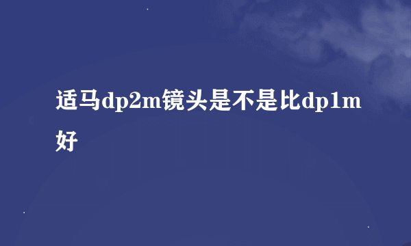适马dp2m镜头是不是比dp1m好