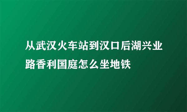 从武汉火车站到汉口后湖兴业路香利国庭怎么坐地铁