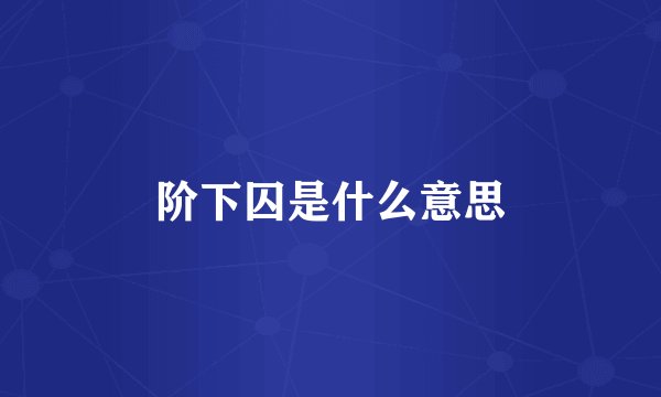 阶下囚是什么意思