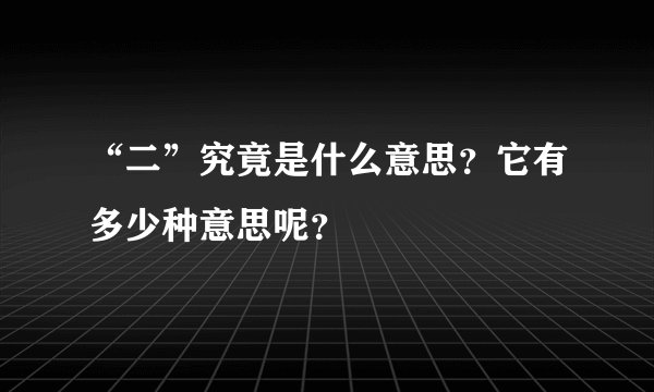 “二”究竟是什么意思？它有多少种意思呢？