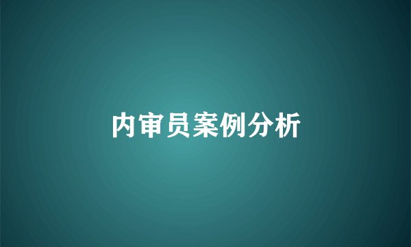 内审员案例分析