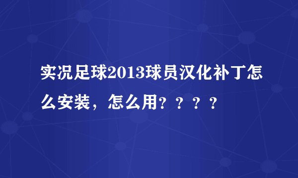 实况足球2013球员汉化补丁怎么安装，怎么用？？？？