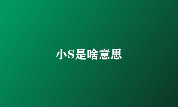 小S是啥意思