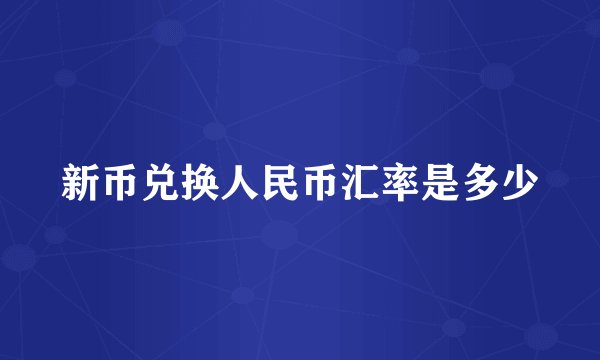 新币兑换人民币汇率是多少