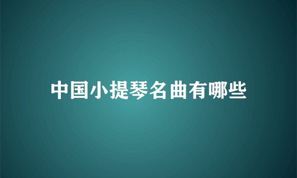 中国小提琴名曲有哪些