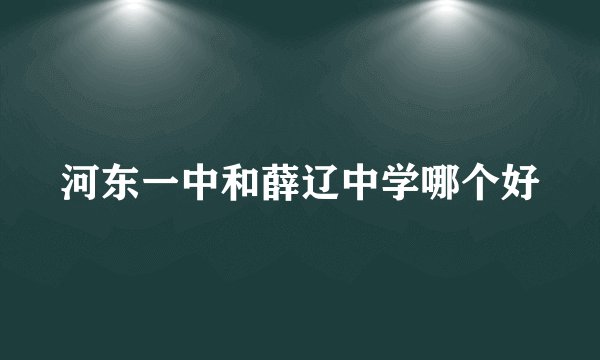 河东一中和薛辽中学哪个好