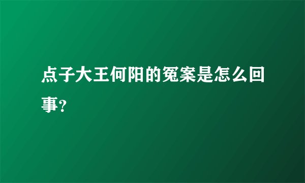 点子大王何阳的冤案是怎么回事？