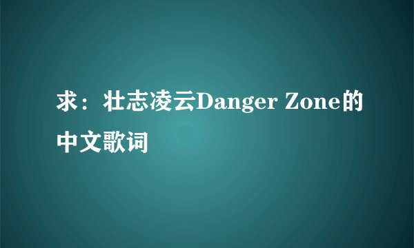 求：壮志凌云Danger Zone的中文歌词