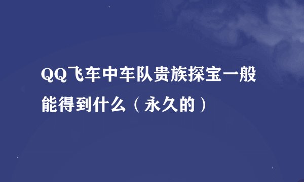 QQ飞车中车队贵族探宝一般能得到什么（永久的）