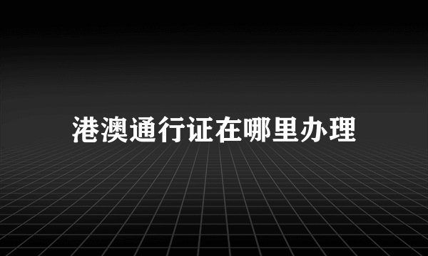 港澳通行证在哪里办理