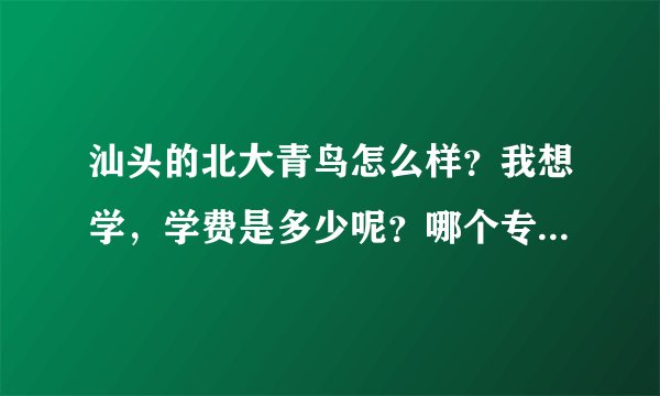 汕头的北大青鸟怎么样？我想学，学费是多少呢？哪个专业前景好？
