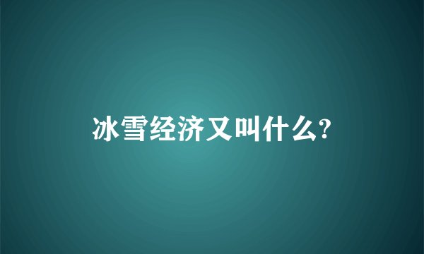 冰雪经济又叫什么?