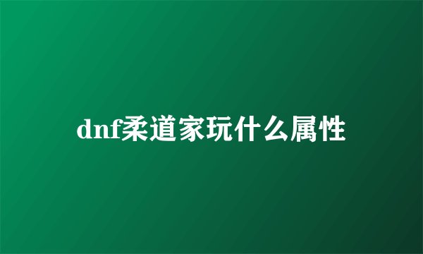 dnf柔道家玩什么属性