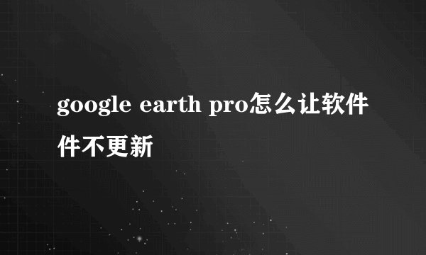 google earth pro怎么让软件件不更新