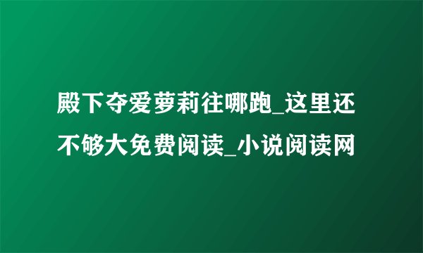 殿下夺爱萝莉往哪跑_这里还不够大免费阅读_小说阅读网
