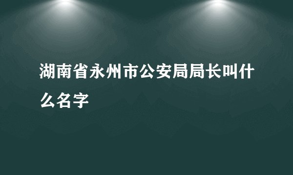 湖南省永州市公安局局长叫什么名字